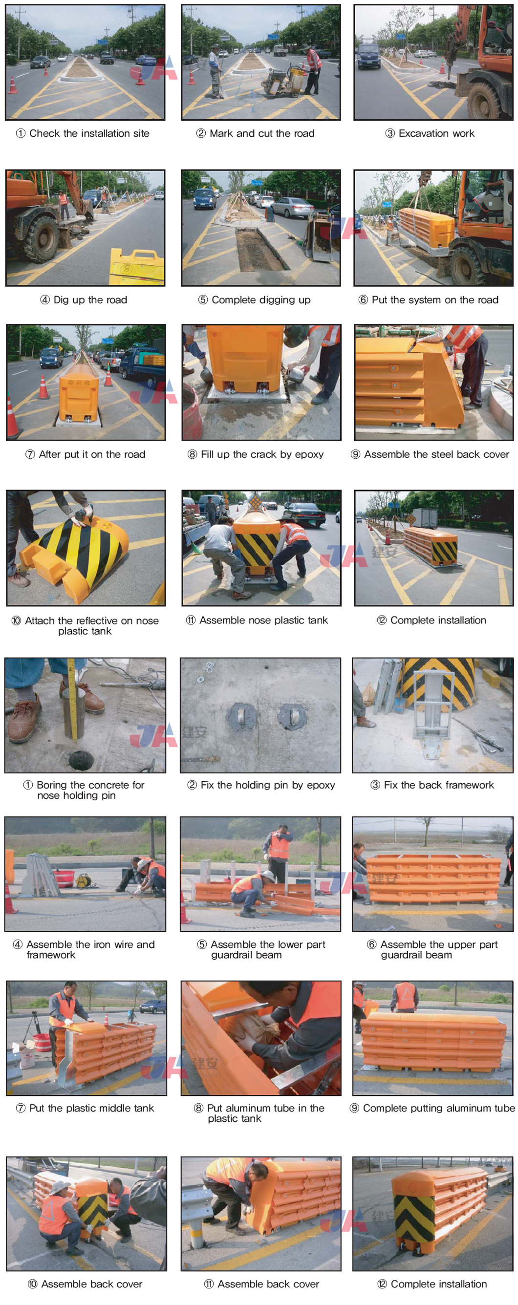 Galvanized Powder Coated Anti Corrosion Highway Crash Cushions Barrier Guardrail
