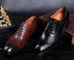 Fashion Men Formal Dress Shoes , Brogue Hidden High Heel Leather Footwear For