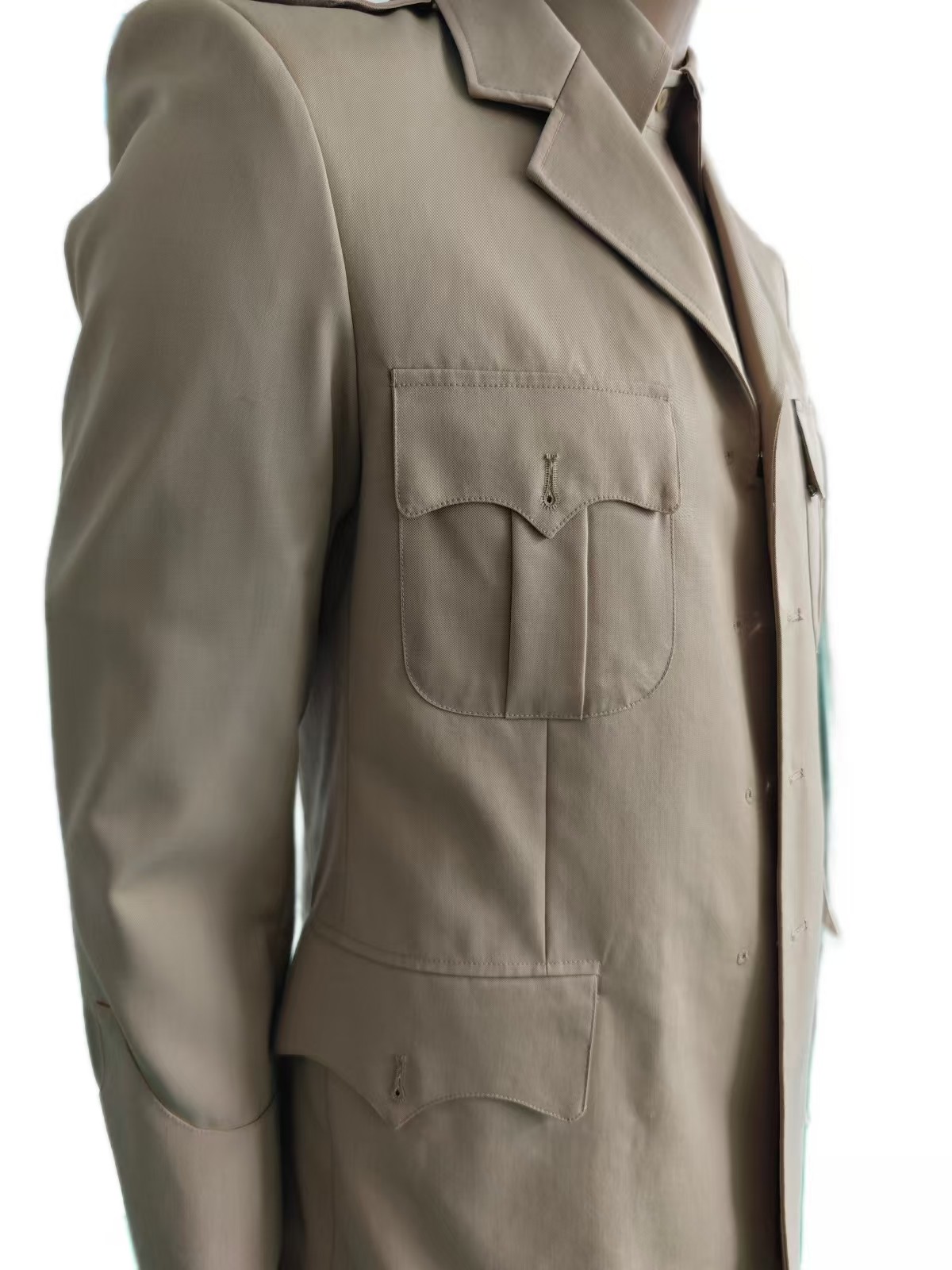 Premium Military Dress Uniform Set in Khaki Jacket Long Sleeve Shirt Straight Leg Trousers 45 Wool Blend