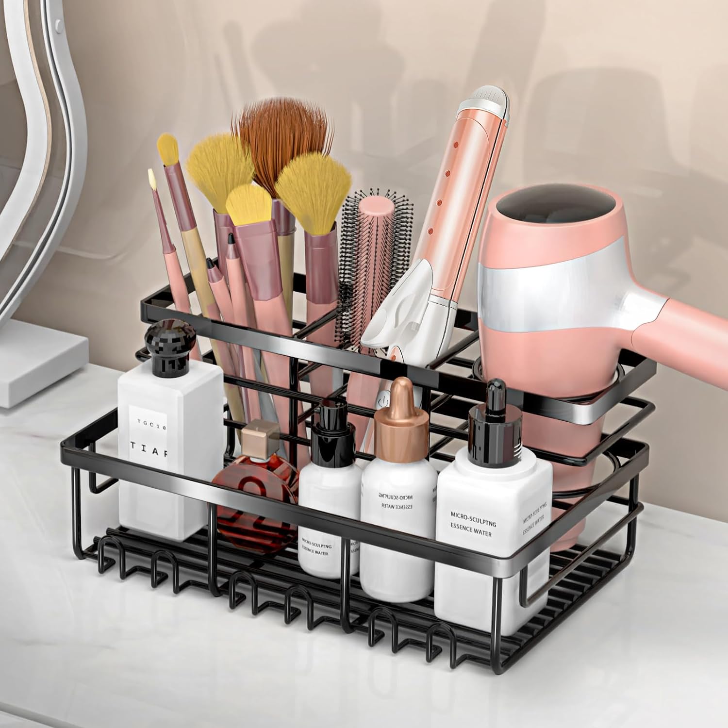 Modern Hair Tool Organizer Convenient Organization with Multiple Installation Options
