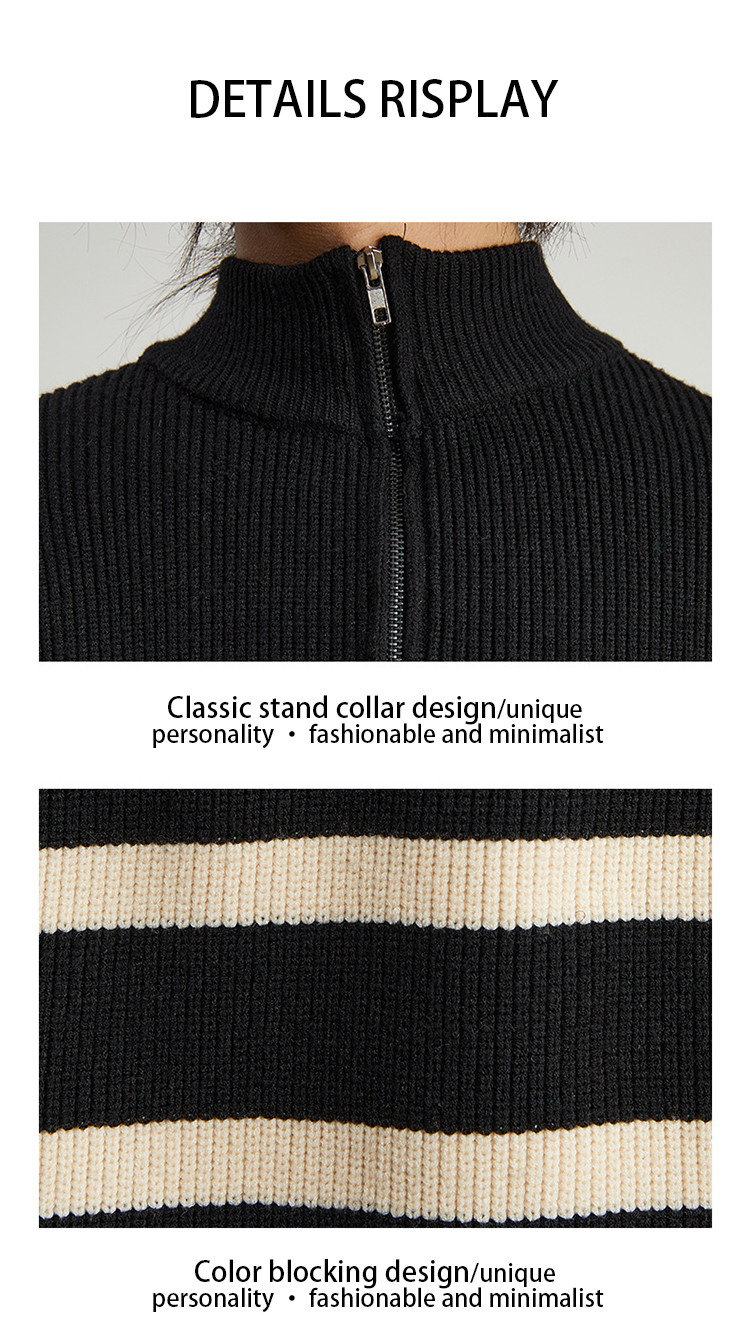 High-Performance Men s Sweaters with Ribbed Collar Style and Half zip striped sweater Pattern