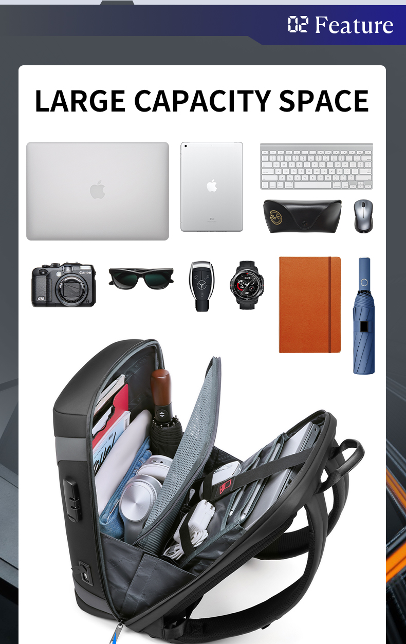 Softback Waterproof Business Backpack With USB Customized Logo