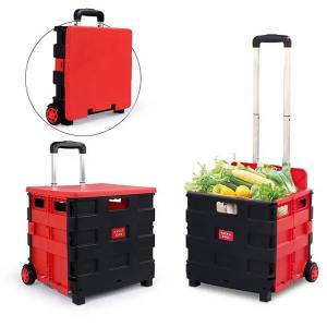 Wholesale Grocery Small Lightweight Folding Plastic Shopping Cart 4 Wheels With Basket from china suppliers