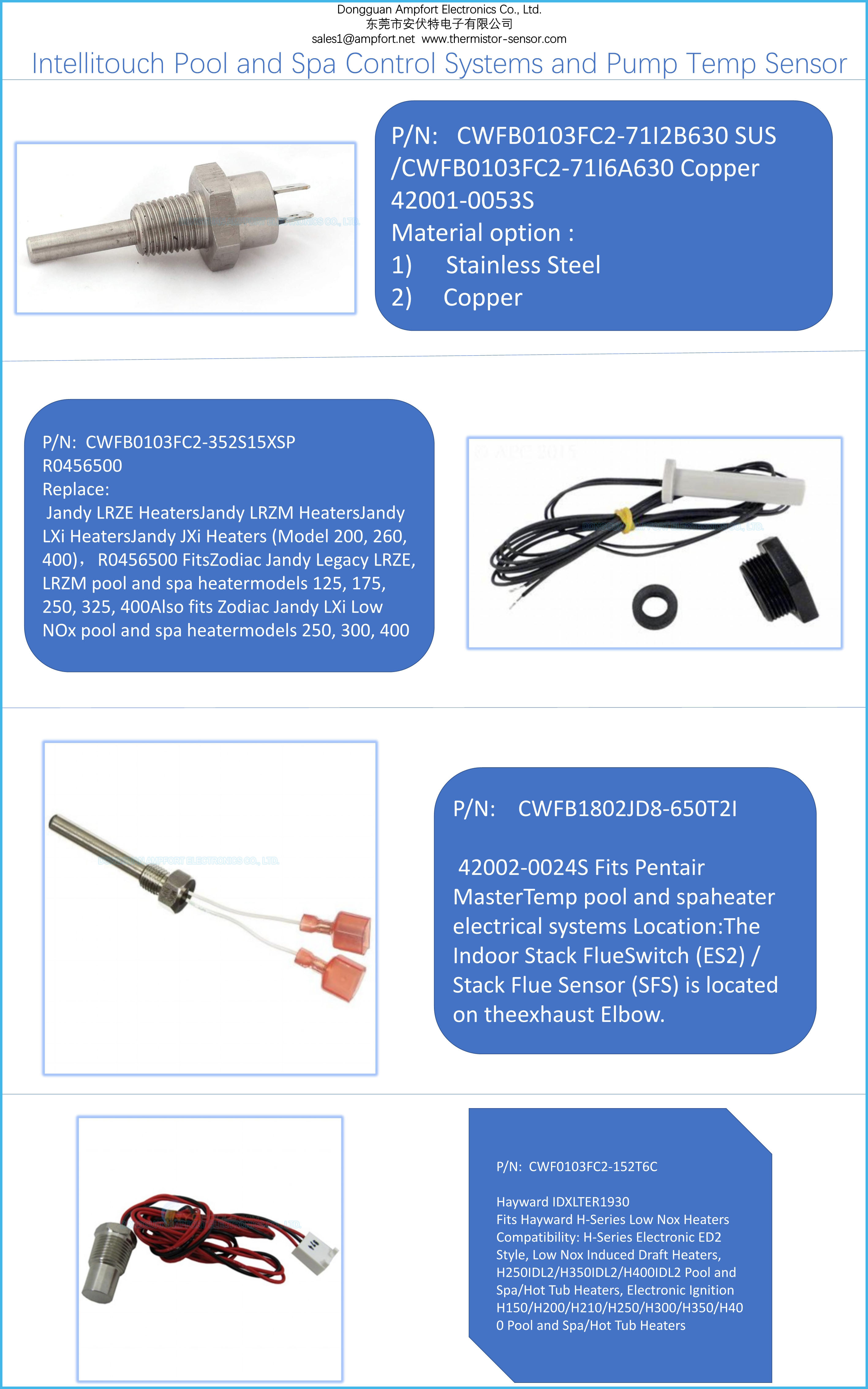 42001-0053S SS Thermistor Temperature Sensors Pentair Pool Temperature Sensor 1lb