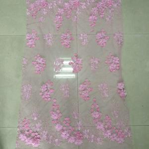 Wholesale 3D Flower Applique Embroidery Lace Fabric with bead and rhinestone from china suppliers