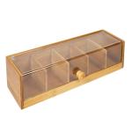 5 Compartment Pretty Bamboo Wooden Tea Bag Caddy Box Organizer and Storage with