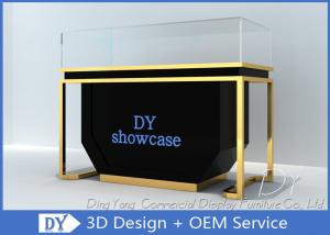 Wholesale Matte Black Wood Stain Steel Jewellery Counter Display With Lights from china suppliers