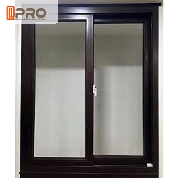Double - Layer Silent Aluminum Sliding Glass Windows Grey Color Commercial