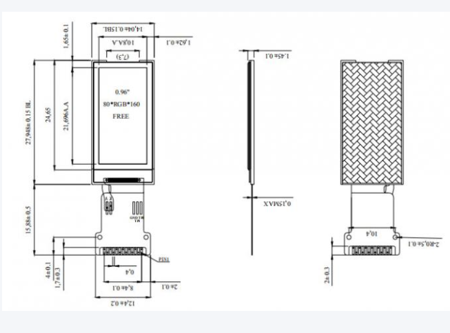 80 RGB * 160 Resolution TFT LCD Screen 0.96 Inch TFT, Transmissive