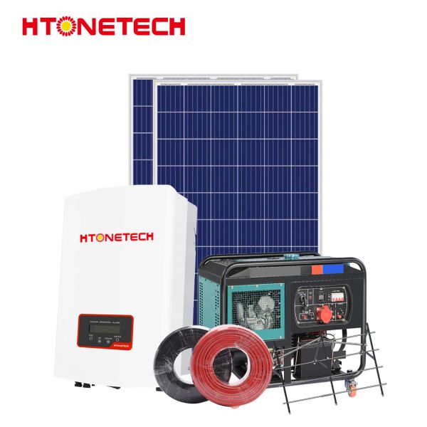 Mono Solar Panel Hybrid PV System 450W 5Kw Diesel Generator Single Phase