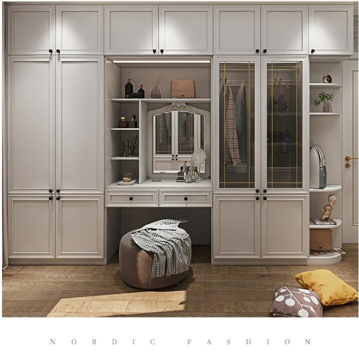 4000mm 5 Door Solid Wood Combined Wardrobe And Drawers Carved Finished