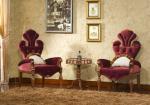 Red Brown Antique Classic Leather Armchair Golden Velvet Solid Wood Leisure Arm