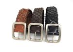 Casual Mens 4.0cm Brown Braided Leather Belt For Pants