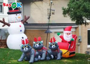 Wholesale Giant Christmas Inflatable Xmas Decorations Three Raccoons Pull Santa Claus To Give Gifts from china suppliers