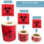 Biohazard Safety Labels 2 X 2 Inch Squares Adhesive Stickers Hard Hat Stickers,