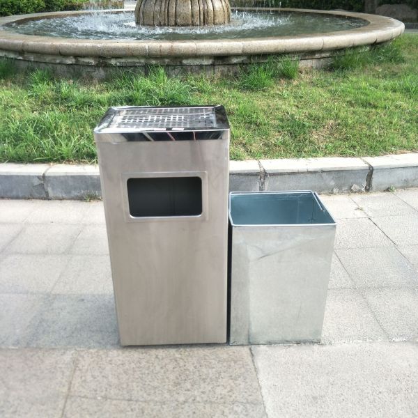 Commercial Trash Can Hotel Lobby Vertical Rust Steel with Ashtray Trash Hotel Lobby Corridor Flame Retardant Paper Baskets