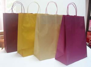 Wholesale Purple / Yellow / Brown Paper Bag Packaging Eco-friendly With Stylish Logo from china suppliers