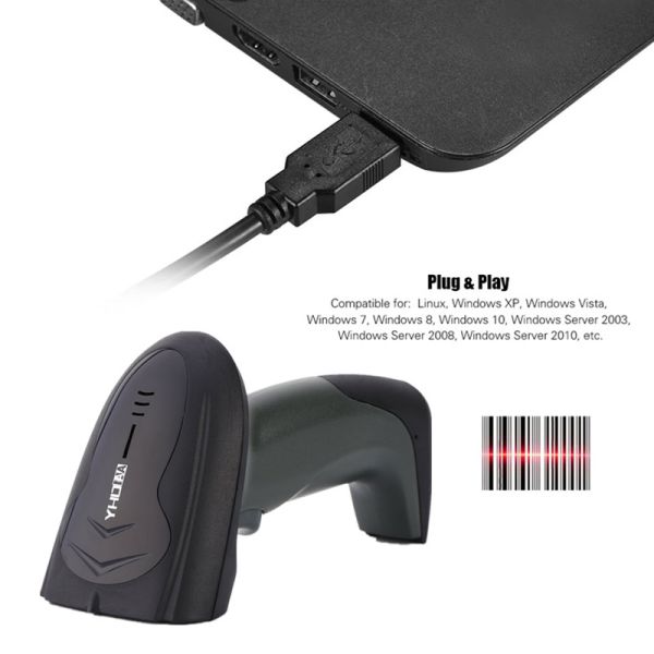 Durable 1D Barcode Scanner Laser Wireless Handheld For Supermarket YHD-1200L