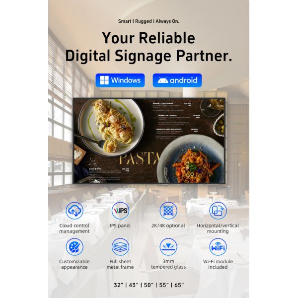 32" Elevator Wall Mount Digital Signage Display Smart Explosion Proof