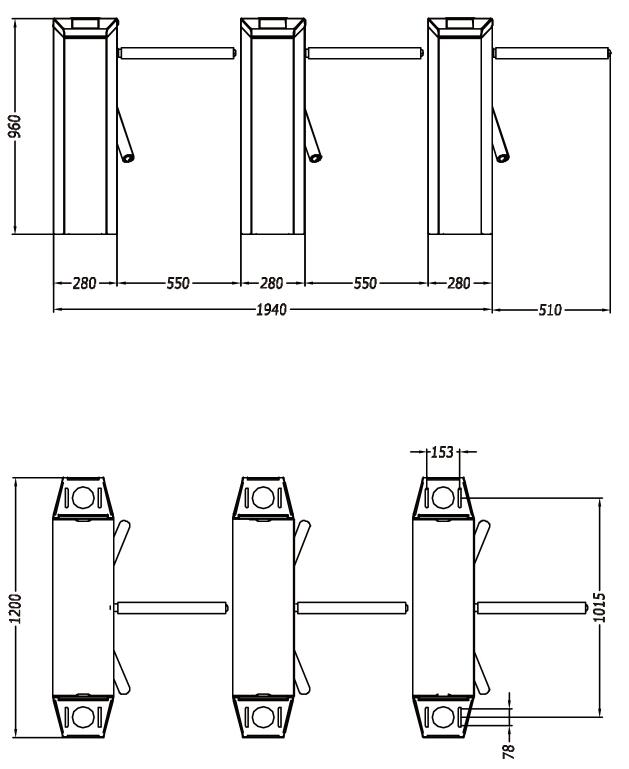 304 SUS Tripod Barrier Gate Turnstile For Pedestrian Access Control 3