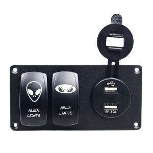 China 12V 5pin Mini Rocker Switch Panel With USB Charger on sale