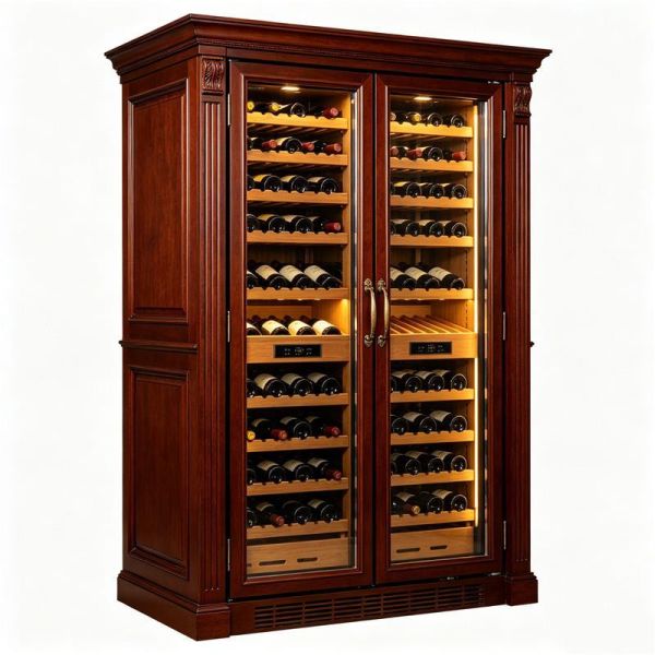 Modern Solid Wood Wine Cooler Cabinet With Constant Temperature Humidity Control