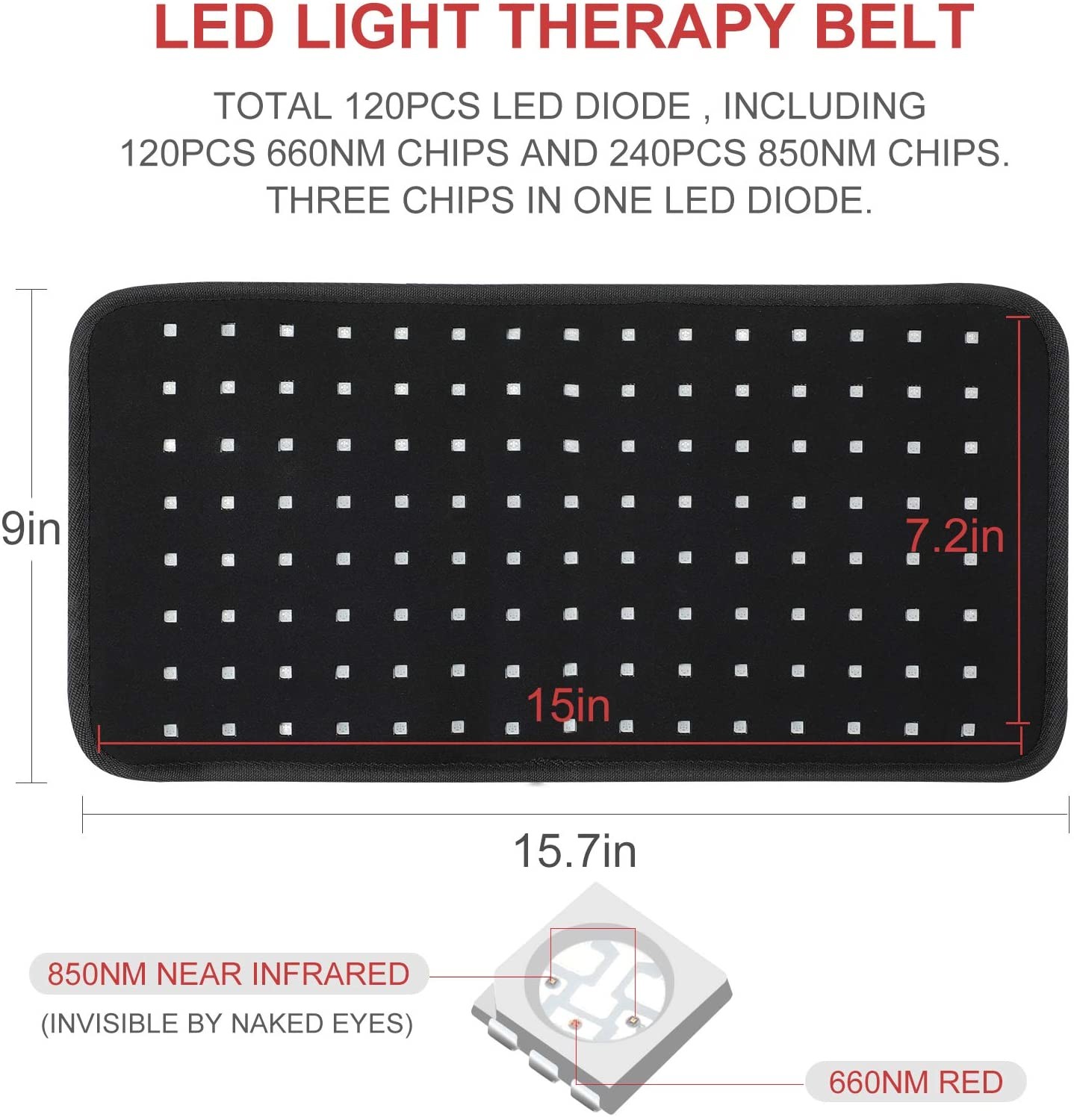 660nm / 850nm Near Infrared Red Light Therapy Belt 36W For Body Slimming