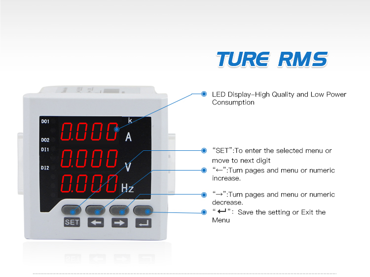 CN-UIF63 72*72 mm Single Phase A&V&Hz combination Meter for electrical switchboard