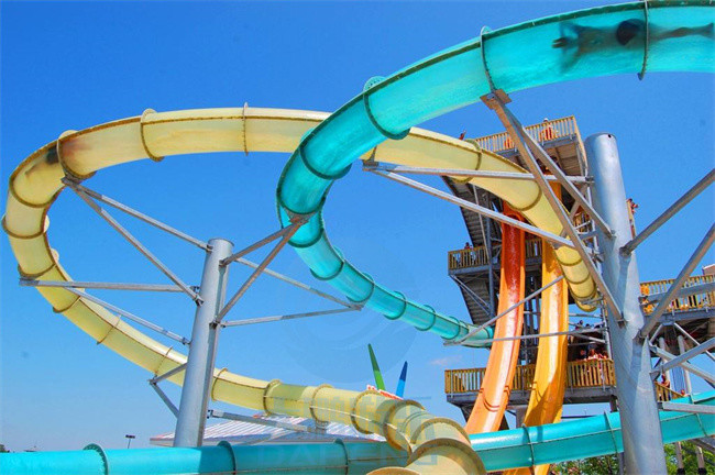 Twist Aqualoop Water Slide Double Fiberglass Water Park Flume Pool Slide