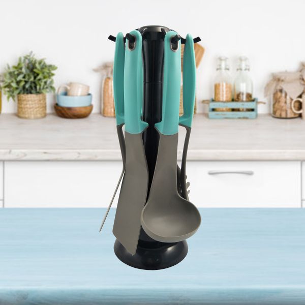 Non Stick Kitchen Utensil Set with Holder 7 Pieces and Heat Resistant up to 480°F