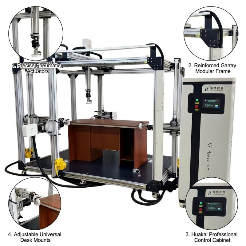 Automatic Office Table Horizontal Vertical Cyclic Load Tester 2000N Desk Stability Durability Testing Machine