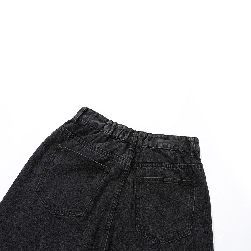 OEM MOQ 100pcs Black Ripped Jeans Fashion Men's Loose Pants Denim Manufacturer