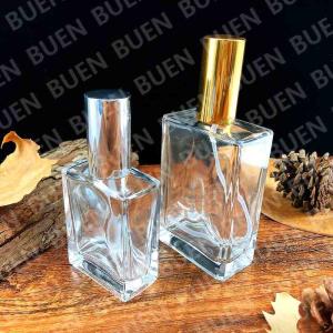 Wholesale Empty Perfume Glass Bottles Clear 100ml 58mm Long Square Custom LOGO from china suppliers