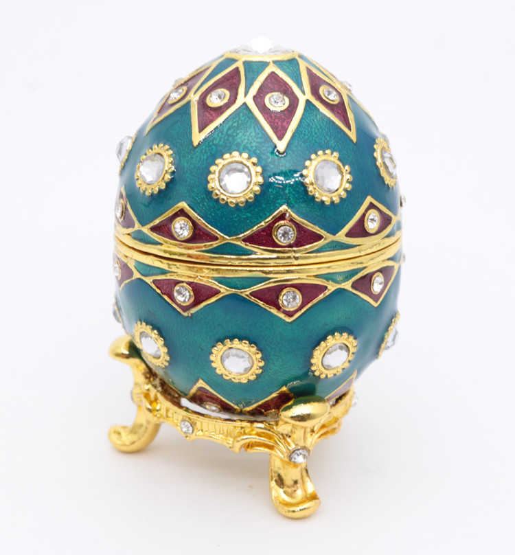 Faberge Egg Style Decorative Enameled Trinket Box Classic Russian Egg Jewelry Box Collectibles Unique Easter Egg Gift