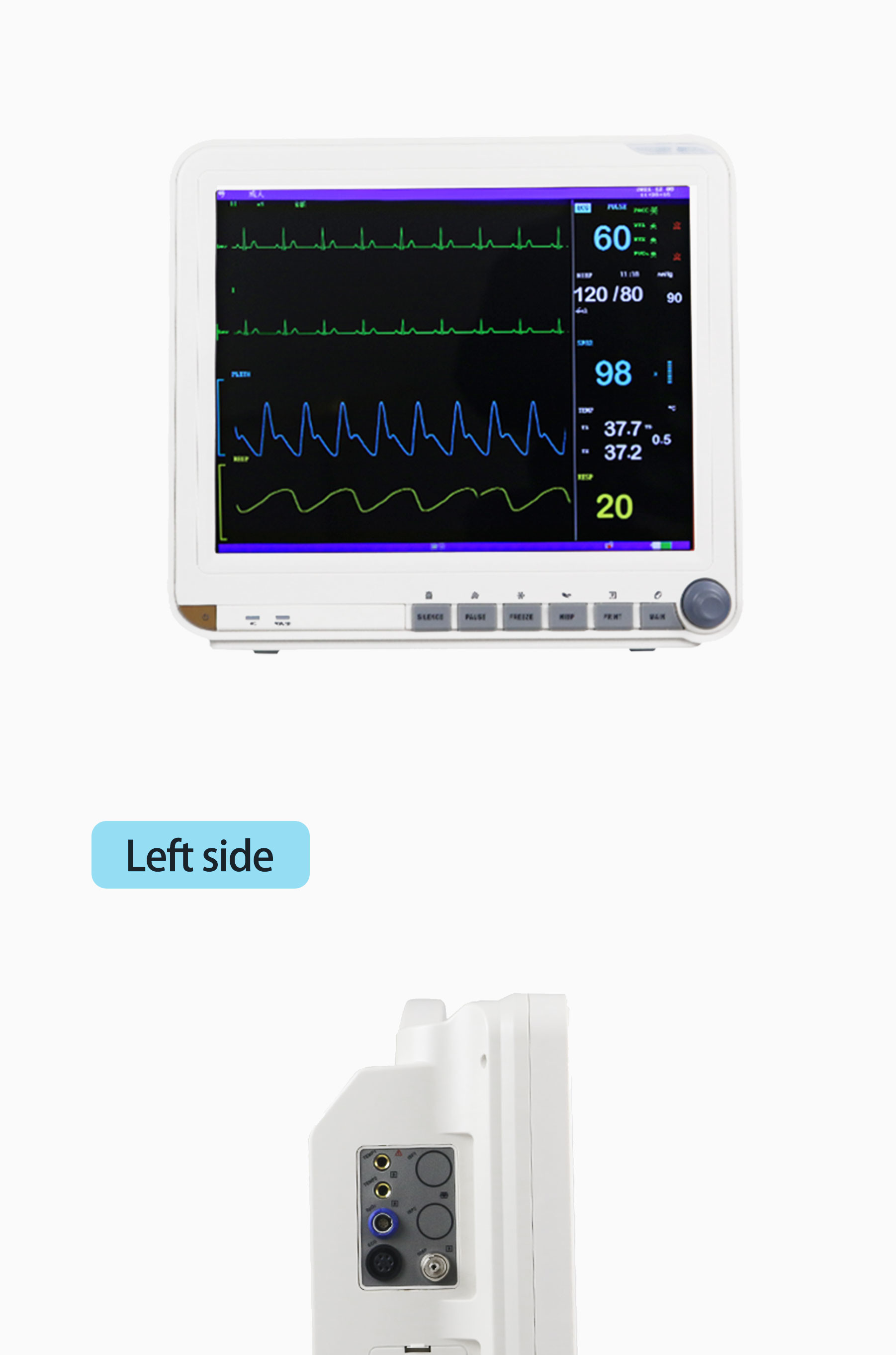 AC/ DC Visual And Audible Alarms Multi Parameter Patient Monitor 15 Inch