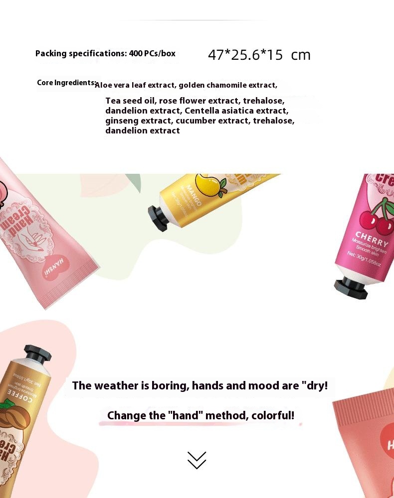 Whitening Organic Moisturizing Hand Cream Anti-Dry Cracking Hydrating Soft Skin Lotion Fragrance Handcream Stock for