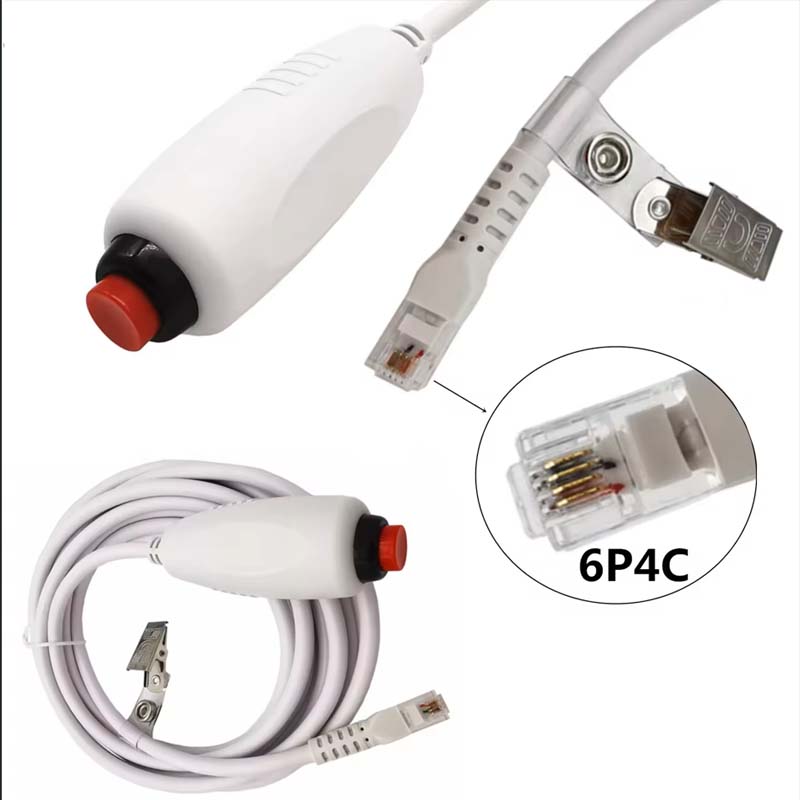 Custom RJ11 6Pin 4Core Single Button Hand Grip Nurse Call Cable with Clip for Nurse Station Nurse Call Station