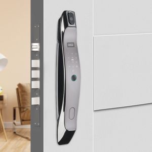 Biometric Fingerprint Sliding Door Smart Lock Grey Aluminium Door Sliding Lock