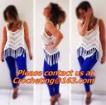 crochet tops, feminino women hem tassel sexy tanks top crochet, knit vest, Hand