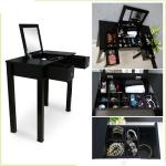 Black Solid Wood Material Large Capacity Wooden Mirror Table For Bedroom