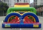 Outdoor big rainbow kids bounce inflatable obstacle course for commercial use