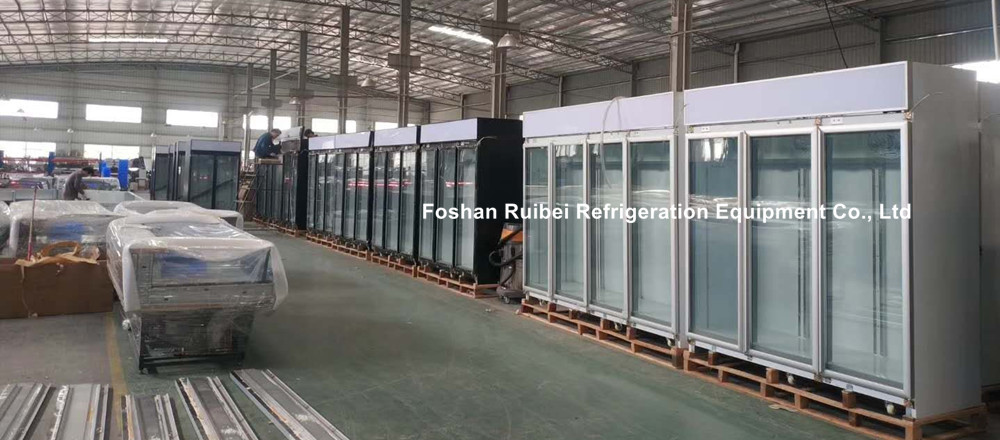 Supermarket 3 doors display refrigerator -22C upright glass door freezer showacase