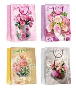 Wholesale Valentine day flower pattern designs Paper Shopping Bags from china suppliers