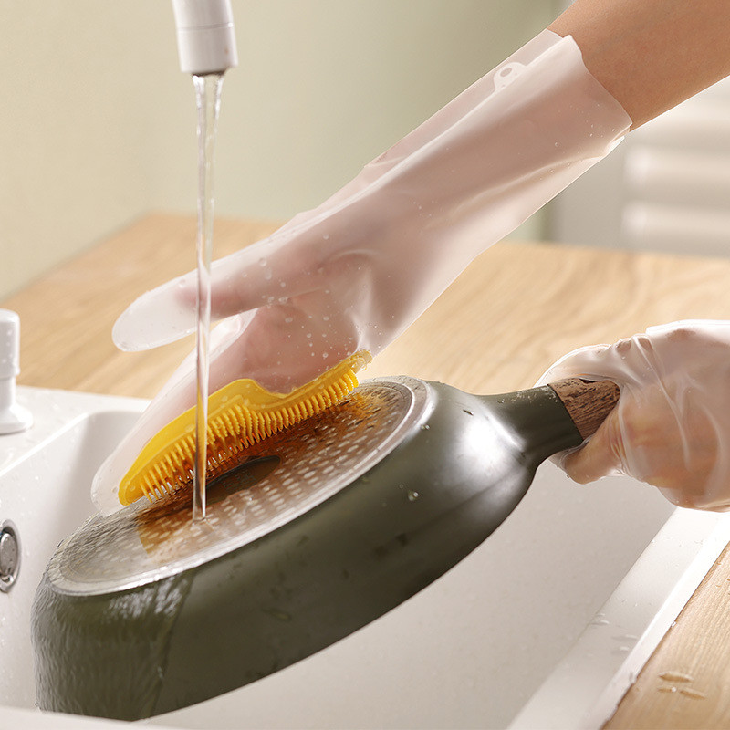 Silicone Dish Washing Gloves Reusable Cleaning Gloves Silicone Scrubber Gloves For Household, Bathroom Pet Bathing Cars