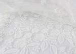 White Floral Guipure Embroidery Lace Fabric / Sequin Bridal Mesh Fabric For