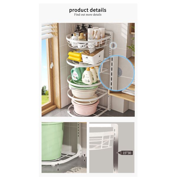 Steel Kitchen Rack Bathroom Shelf Save Space Floor Standing Storage Multi-layer Shower Caddy Organizer Large Capacity Adjustable