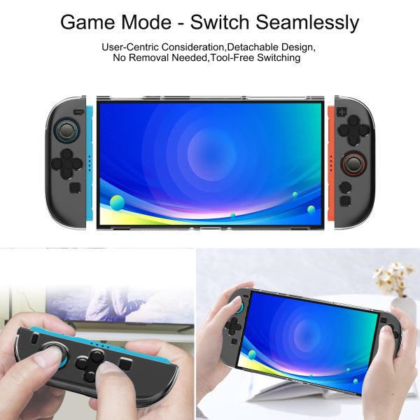 Luxury Diamond Pattern Design Split TPU Joy-Con Transparent PC Middle Frame Protective Case Kit for Nintendo Switch 2