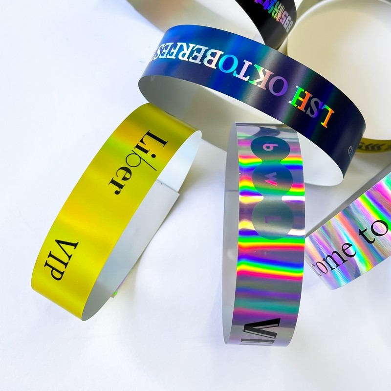 Factory Fast Delivery Customization Tyvek Wristbands Laser Shiny Party Activity Wristband For Adult And Kid