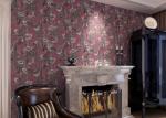 Waterproof Retro Style Wallpapers Embossed Vantage Plum Floral Pattern