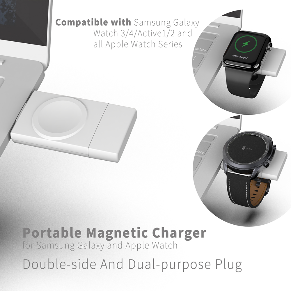 Customizable T316 Apple And Samsung watch charger ABS Dual interface portable charger